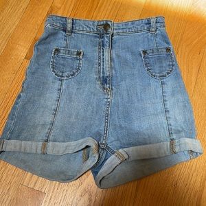 High waisted denim shorts